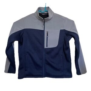 Swiss Tech Full Zip‎ Neck Fleece Jacket Sweater Navy Mens Size L Large 42-44